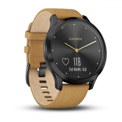 Garmin VIVOMOVE HR PREMIUM ONYX BLACK WITH TAN SUEDE BAND ONE-SIZE (010-01850-00)