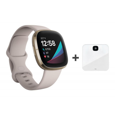 Fitbit Sense gold beige + Aria Air white (FB512GLWT + FB203WT)