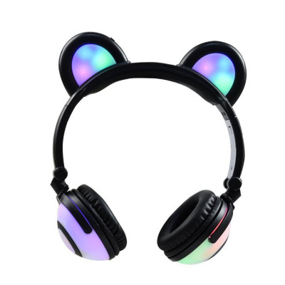 Наушники Linx Bear Ear Headphone с медвежьими ушками LED подсветка 350 mAh Черный (SUN1859)