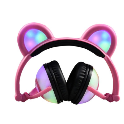 Навушники Linx Bear Ear Headphone з ведмежими вушками LED підсвічування 350 mAh Рожевий (SUN1862) Навушники Linx Bear Ear Headphone з ведмежими вушками LED підсвічування 350 mAh Рожевий (SUN1862)