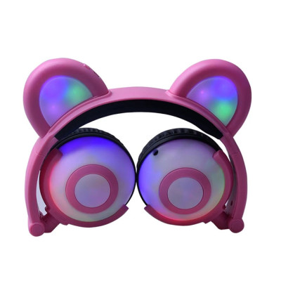 Навушники Linx Bear Ear Headphone з ведмежими вушками LED підсвічування 350 mAh Рожевий (SUN1862) Навушники Linx Bear Ear Headphone з ведмежими вушками LED підсвічування 350 mAh Рожевий (SUN1862)
