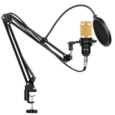 Студийный микрофон со стойкой и ветрозащитой MUSIC D.J. M800U Black Gold (200734)