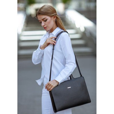 Женская кожаная сумка для ноутбука и документов BlankNote 15 Black (BN-BAG-36-g)