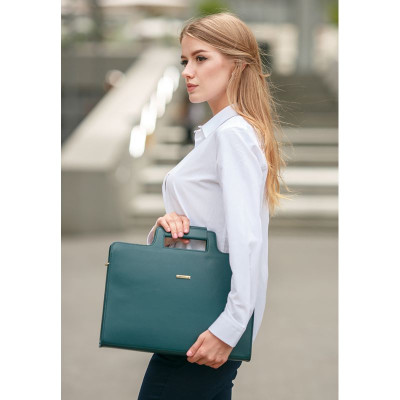 Женская кожаная сумка для ноутбука и документов BlankNote 15 Dark Green (BN-BAG-36-malachite)