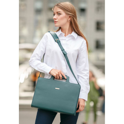 Женская кожаная сумка для ноутбука и документов BlankNote 15 Dark Green (BN-BAG-36-malachite)