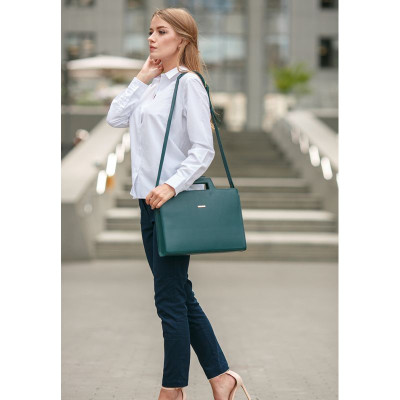 Женская кожаная сумка для ноутбука и документов BlankNote 15 Dark Green (BN-BAG-36-malachite)