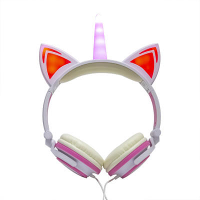 Наушники Linx Unicorn Ear Headphone с ушками Единорог LED Розовый (2996)