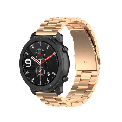 Ремешок стальной BeWatch 20 мм для Amazfit GTR 42mm/GTS/BIP lite Розовое золото (1110438)