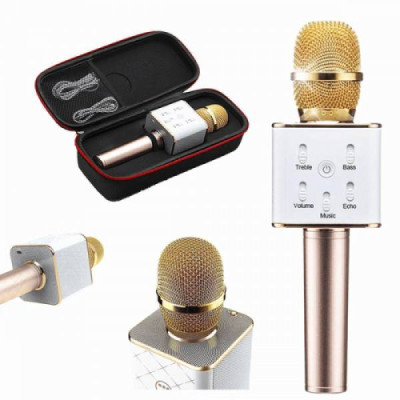 Бездротовий караоке мікрофон GTM з динаміками в чохлі Bluetooth USB Q7 Gold Бездротовий караоке мікрофон GTM з динаміками в чохлі Bluetooth USB Q7 Gold