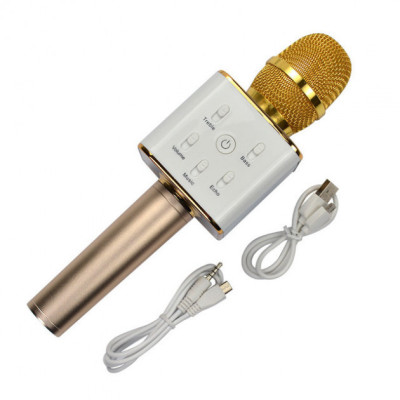 Бездротовий караоке мікрофон GTM з динаміками в чохлі Bluetooth USB Q7 Gold Бездротовий караоке мікрофон GTM з динаміками в чохлі Bluetooth USB Q7 Gold