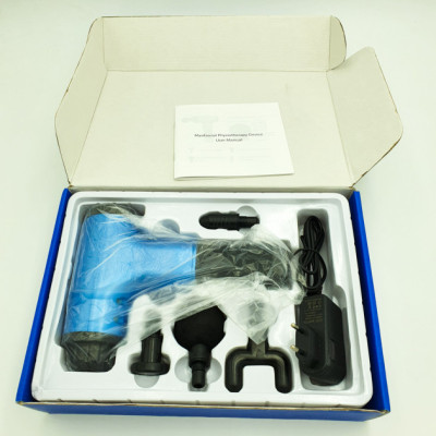 Портативний масажер для тіла 4 насадки Fascial Gun KH-320 Синій (VD194849299) Портативний масажер для тіла 4 насадки Fascial Gun KH-320 Синій (VD194849299)