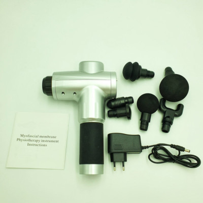 Аккумуляторный массажер для тела 4 насадки Fascial Gun KH-320 Серый (VD201605923)