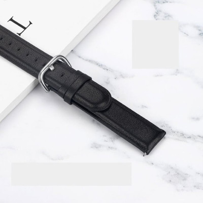 Ремешок BeWatch кожаный 20мм для Amazfit BIP | Bip Lite | GTS | Gtr 42mm L Черный (1220101.1L)