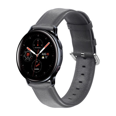 Ремешок BeWatch кожаный 20мм для Samsung Active| Active 2 | Galaxy watch 42mm Серый S (1210106.S)