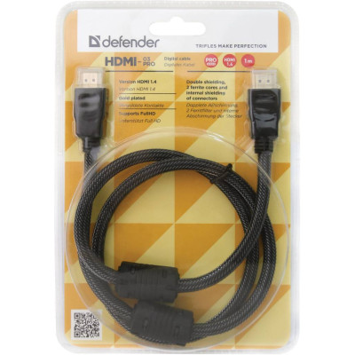 Кабель Defender HDMI-03PRO HDMI M-M, ver 1.4, 1м, Blister (87340) (6337027) Кабель Defender HDMI-03PRO HDMI M-M, ver 1.4, 1м, Blister (87340) (6337027)
