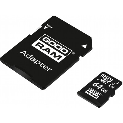 Карта пам'яті GoodRam microSDXC 64GB Class 10 UHS I (M1AA-0640R12) + SD адаптер (6475884)