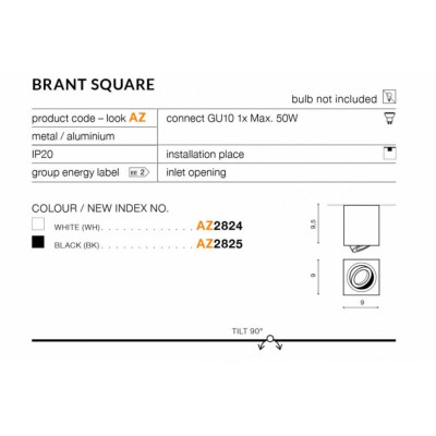 Точечный светильник AZzardo BRANT SQUARE (AZ2825) Точечный светильник AZzardo BRANT SQUARE (AZ2825)