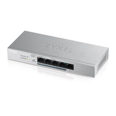 Коммутатор ZYXEL GS1200-5HP v2 (GS1200-5HPV2-EU0101F) (1xGE, 4хGE PoE, max 60W, металл, настольный, бесшумный, WebSmart)