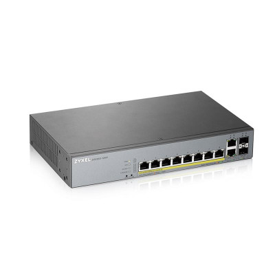 Комутатор ZYXEL GS1350-12HP (8xGE PoE+, 2xGE, 2xSFP,max 130W, L2, метал)