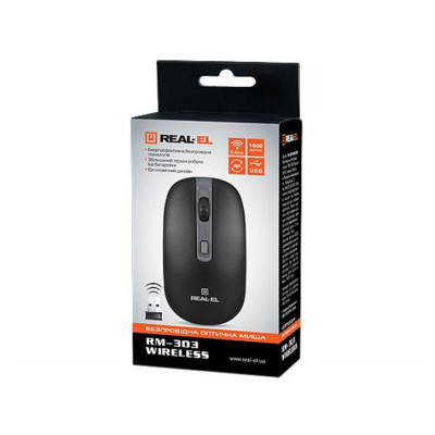 Миша бездротова REAL-EL RM-303 Black/Grey USB (EL123200021) Миша бездротова REAL-EL RM-303 Black/Grey USB (EL123200021)