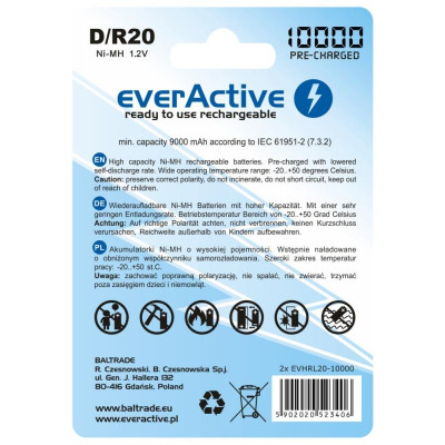Акумулятор everActive D/HR20 10000mAh BL 2шт Акумулятор everActive D/HR20 10000mAh BL 2шт