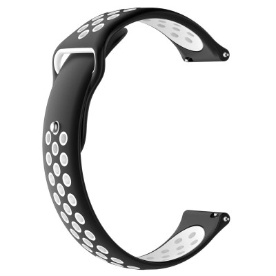Ремешок BeWatch для Samsung Galaxy Watch 42mm | Galaxy Watch 3 41 mm силиконовый перфорированный 20мм Черно-белый (1010112)