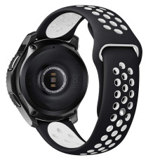 Ремешок BeWatch для Samsung Galaxy Watch 3 41 mm силиконовый 22мм перфорированный Черно-Белый (1020112)