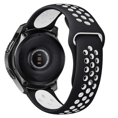 Ремешок BeWatch для Samsung Galaxy Watch 3 41 mm силиконовый 22мм перфорированный Черно-Белый (1020112)