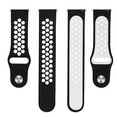 Ремешок BeWatch для Samsung Galaxy Watch 3 41 mm силиконовый 22мм перфорированный Черно-Белый (1020112)