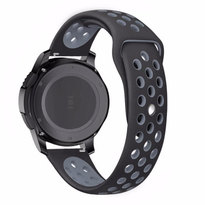 Ремешок BeWatch для Samsung Galaxy Watch 3 45 mm силиконовый 22мм перфорированный Черно-серый (1020114) Ремешок BeWatch для Samsung Galaxy Watch 3 45 mm силиконовый 22мм перфорированный Черно-серый (1020114)