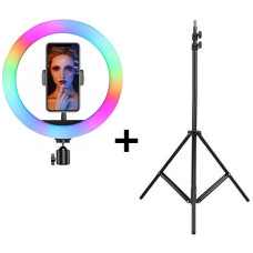 Кільцева Led лампа RGB 26 см світлодіодна 15 колірних відтінків з утримувачем телефону + штатив 2 м