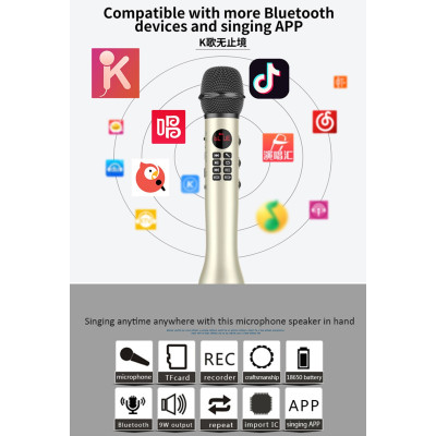 Беспроводной микрофон для караоке Bluetooth Magic Karaokе L 598 Золотой Беспроводной микрофон для караоке Bluetooth Magic Karaokе L 598 Золотой