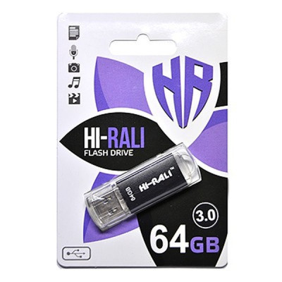 Флеш-накопичувач USB3.0 64GB Hi-Rali Rocket Series Black (HI-64GB3VCBK)