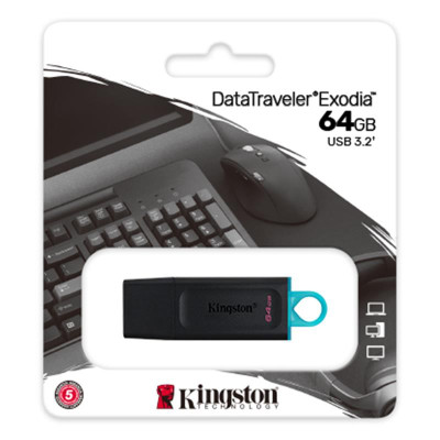 Флеш-накопичувач USB3.2 64GB Kingston DataTraveler Exodia Black/Teal (DTX/64GB) Флеш-накопичувач USB3.2 64GB Kingston DataTraveler Exodia Black/Teal (DTX/64GB)