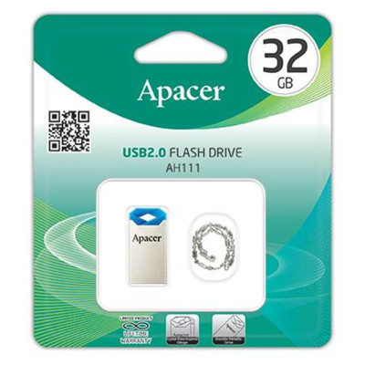 Флеш-накопитель USB 32GB Apacer AH111 Silver/Blue (AP32GAH111U-1) Флеш-накопитель USB 32GB Apacer AH111 Silver/Blue (AP32GAH111U-1)