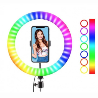 Набір блогера 4в1 Кільцева світлодіодна LED лампа RGB 26см селфі кільце зі штативом 2м + мікрофон петлічка + пульт Bluetooth Набір блогера 4в1 Кільцева світлодіодна LED лампа RGB 26см селфі кільце зі штативом 2м + мікрофон петлічка + пульт Bluetooth