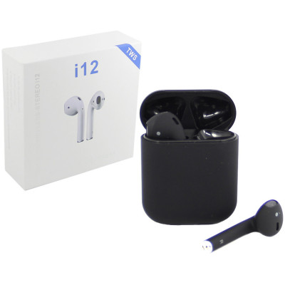 Беспроводные блютуз наушники i12 TWS с боксом для зарядки Black (au060-hbr) Беспроводные блютуз наушники i12 TWS с боксом для зарядки Black (au060-hbr)
