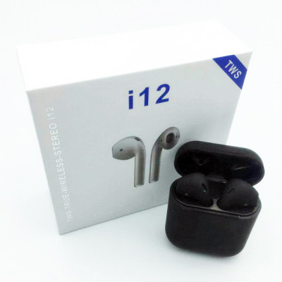 Беспроводные блютуз наушники i12 TWS с боксом для зарядки Black (au060-hbr) Беспроводные блютуз наушники i12 TWS с боксом для зарядки Black (au060-hbr)