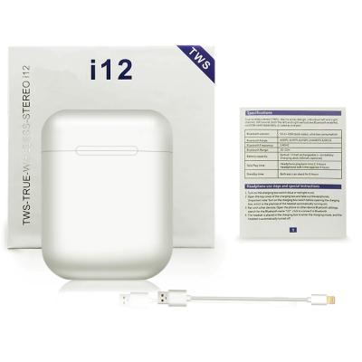 Беспроводные блютуз наушники i12 TWS с боксом для зарядки White (au044-hbr) Беспроводные блютуз наушники i12 TWS с боксом для зарядки White (au044-hbr)