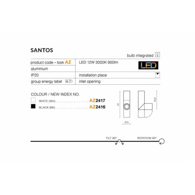 Трековий світильник AZzardo SANTOS TRACK AZ2925 Трековий світильник AZzardo SANTOS TRACK AZ2925