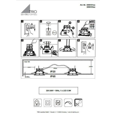 Точечный светильник TRIO Zagros 650610132 Точечный светильник TRIO Zagros 650610132