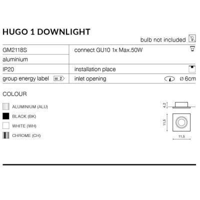 Точечный светильник AZzardo HUGO 1 AZ1733 (GM2118S -ALU) Точечный светильник AZzardo HUGO 1 AZ1733 (GM2118S -ALU)