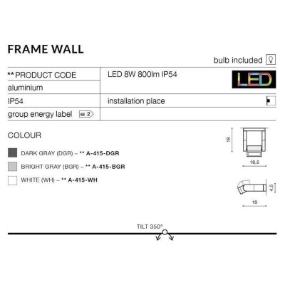 Настенный уличный светильник AZzardo FRAME AZ2134 (A-415-WH) Настенный уличный светильник AZzardo FRAME AZ2134 (A-415-WH)