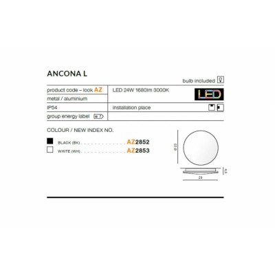 Настінний світильник AZzardo ANCONA L AZ2853 Настінний світильник AZzardo ANCONA L AZ2853
