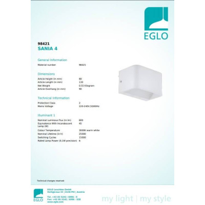 Бра Eglo SANIA 4 98421 Бра Eglo SANIA 4 98421