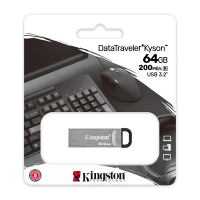 Флеш-накопитель USB3.2 64GB Kingston DataTraveler Kyson Silver/Black (DTKN/64GB) Флеш-накопитель USB3.2 64GB Kingston DataTraveler Kyson Silver/Black (DTKN/64GB)