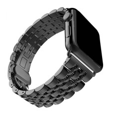 Браслет BeWatch для Apple Watch series 3 | 4 | 5 | 6 с шириной корпуса 38|40mm Link стальной Черный (1021401)
