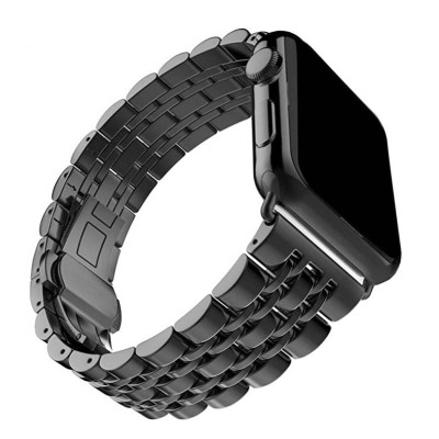 Браслет BeWatch для Apple Watch series 3 | 4 | 5 | 6 с шириной корпуса 38|40mm Link стальной Черный (1021401)