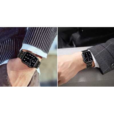 Браслет BeWatch для Apple Watch series 3 | 4 | 5 | 6 с шириной корпуса 38|40mm Quadro стальной Черный (1024401) Браслет BeWatch для Apple Watch series 3 | 4 | 5 | 6 с шириной корпуса 38|40mm Quadro стальной Черный (1024401)
