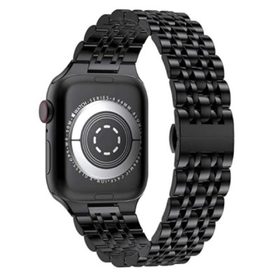Браслет BeWatch для Apple Watch series 3 | 4 | 5 | 6 с шириной корпуса 42 | 44mm Link стальной Черный (1021401)